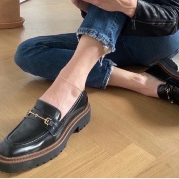 Sam Edelman Laurs Black Leather Lug Sole Loafer size 8